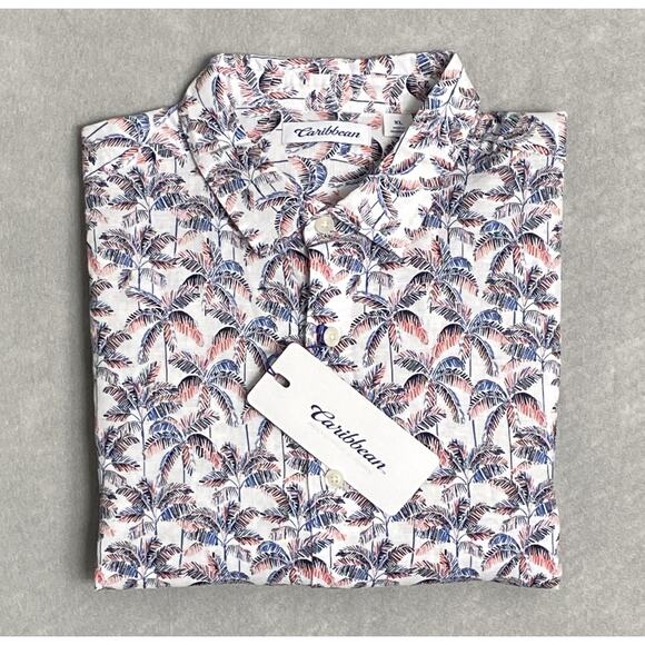 Caribbean Roundtree & Yorke Men's XL Button-Up Casual Shirt Tropical Print NEW - Picture 1 of 12